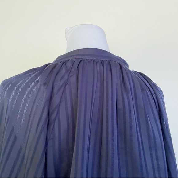 Ann Taylor Tie Neck Tunic Top Deep Navy Blue Longsleeve L Large - Picture 7 of 9